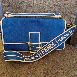 Fendi Denim Bag with Orange Trim